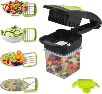 Heart Home by Kuber Industries 5 In 1 Multifunctional Vegetable Chopper With Easy Locking System | Assorted Vegetable & Fruit Chopper(1 Piece 5 in 1 Vegetable & Fruits Nicer Dicer)