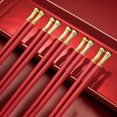 Lishonn Eating Plastic Chinese Chopstick(Red Pack of 10)