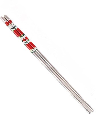 Hichaki Traders Chewing, Decorative, Eating, Training, Cooking Stainless Steel Chinese, Korean, Japanese, Vietnamese Chopstick(Red Pack of 2)