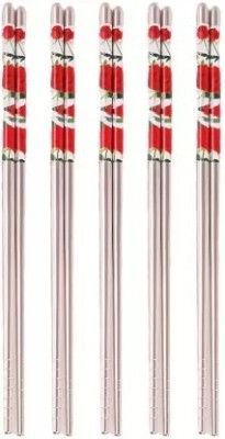 Aglor Chewing, Eating, Decorative Stainless Steel Japanese, Chinese, Korean Chopstick(Red Pack of 10)