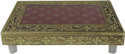 Tool Point 4x6 Handicrafts Gold/Maroon Wooden Pooja Chowki(Gold, Maroon, Pack of 1)