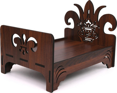 HOLA CRAFTO Premium Wooden Carved Pattern Designer Bed For Kanha Ji/Gopal Ji Bed Wooden All Purpose Chowki(Brown, Gold, Pack of 1)