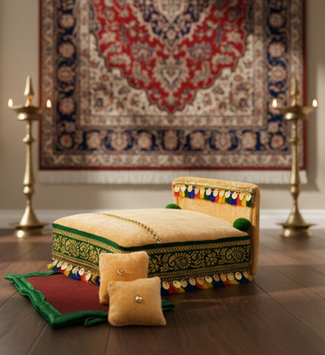 R D Handicraft Thakur ji Bed, Laddu Gopal ji Bed, Bal Gopal ji Bed With Blanket Silk All Purpose Chowki(Multicolor, Pack of 1)
