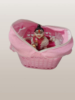 Shivcart laddu gopal ji baskit bister kanha ji [ size 2 - 6 ] baby pink colour Plastic All Purpose Chowki(Pink, Pack of 1)