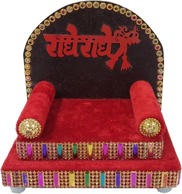 Tool Point 7 No Laddu Gopal Singhasan/Sofa Wooden Pooja Chowki(Red)