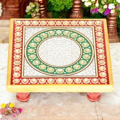 Fashion Art Marble Chowki Marble All Purpose Chowki(Multicolor)