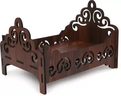 SHBK Lord Laddu Gopal Wooden Pooja Singhasan (Brown, Pack of 1)@ 6 Wooden All Purpose Chowki(Brown)