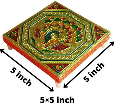 tilak arts Tak488519 Nylon, Silver, Earthenware All Purpose Chowki(Gold, Pack of 1)