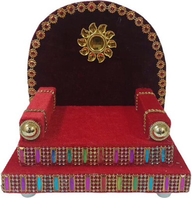 Tool Point 7 No Laddu Gopal Singhasan/Sofa Wooden Pooja Chowki(Red, Pack of 1)