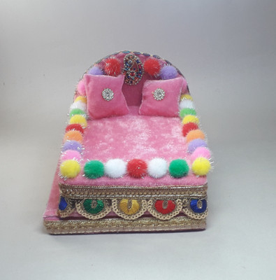 RDH ENTERPRISES Thakur ji bed / Laddu Gopal ji Bed , Krishna ji bed usable 0 to 3 no Silk All Purpose Chowki(Pink, Pack of 1)