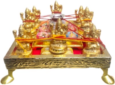 Balaji Traders Balaji Traders - Shri Astha Laxmi Yantra Chowki Wooden Pooja Chowki(Multicolor, Pack of 1)