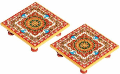 Radhe Krishna Creation Marble All Purpose Chowki(Multicolor)