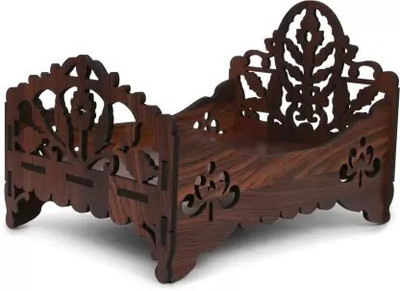 SHBK Lord Laddu Gopal Wooden Pooja Singhasan (Brown, Pack of 1)@ 5 Wooden All Purpose Chowki(Brown)
