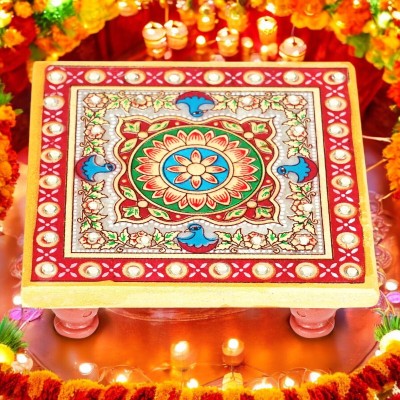 Fashion Art Marble All Purpose Chowki(Multicolor)