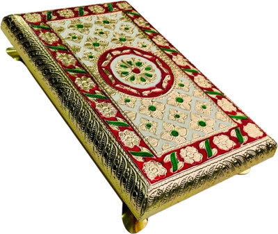 cheadle Meenakari Wooden All Purpose Chowki(Multicolor, Pack of 1)