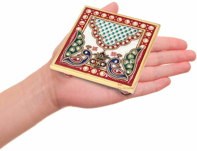 Fashion Art Handicraft Marble Peacock Design Marble CHOWKI… Marble Pooja Chowki(Yellow, Pack of 1)