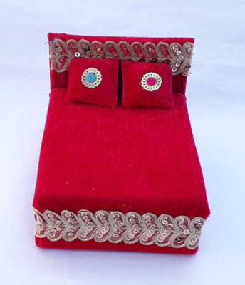 AAHAN ENTERPRISES Laddu Gopal Krishna Thakur ji Bed Usable size 0 to 3 Silk All Purpose Chowki(Red, Pack of 1)