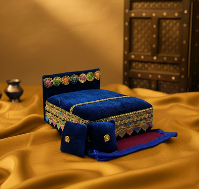 R D Handicraft Thakur ji Bed, Laddu Gopal ji Bed, Bal Gopal ji Bed With Blanket Silk All Purpose Chowki(Multicolor, Pack of 1)