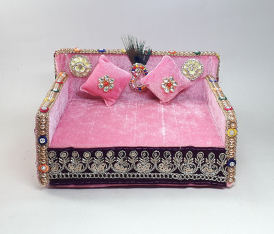 RDH ENTERPRISES RDH Thakur ji Singhasan ,Laddu Gopal ji Singhasan usable 0 to 3 no Silk All Purpose Chowki(Pink, Pack of 1)