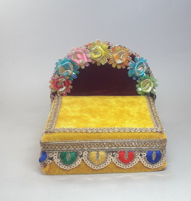 R D Handicraft R D Handicraft Thakur ji Singhasan ,Laddu Gopal ji Singhasan usable 0 to 2 no Silk All Purpose Chowki(Yellow, Pack of 1)