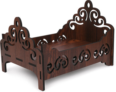 SHILPAVEDA Janmashtami Special Bed For Kanha Ji/ Laddu Gopal Ji/Thakur ji/ Krishna ji Wooden All Purpose Chowki(Brown, Pack of 1)