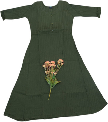 ANNAMALAIYAR TEX Women Solid Anarkali Kurta(Green)