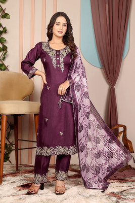 Lookzilla Embroidered Kurta, Trouser/Pant & Dupatta Set