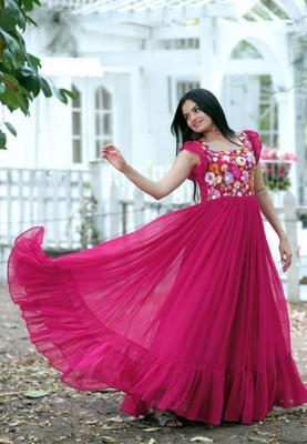 Aksharam Flared/A-line Gown(Pink)