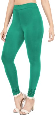 MIXFIT Churidar Length Winter Wear Legging(Green, Solid)