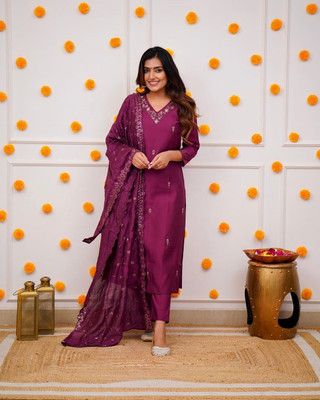 RADHEKRISHNA FASHIONABLES Embroidered Kurta, Salwar & Dupatta Set