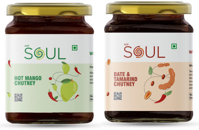 Soul Khatta Meetha Combo (Hot Mango Chutney + Date & Tamarind Chutney) (Pack of 2) Chutney Paste(2x132.5 g)