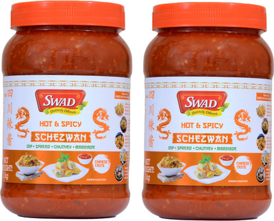 SWAD Hot & Spicy Schezwan 2kg | Dip | Spread | Chutney | Marinate Chutney Paste(2x1 kg)