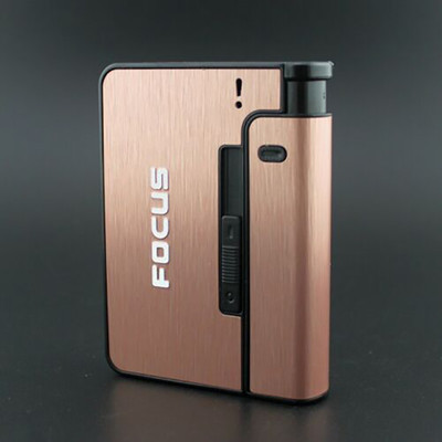 GENZ Focus Pioneer Pink Cigarette Case Lighter I Automatic Ejection Cigarette Holder Pocket Lighter(Beige)