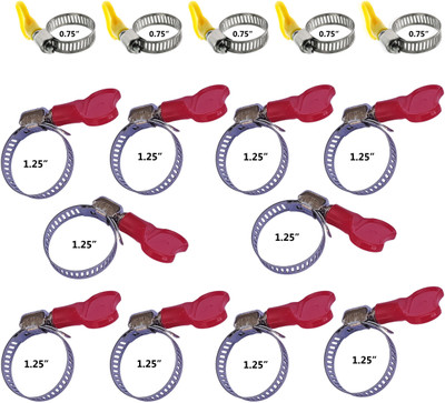 ESEKSAFAR Pipe Clamp(15pc Adjustable Butterfly Pipe Hose Clamp 0.75”(2CM) & 1.25”/3.3 cm)
