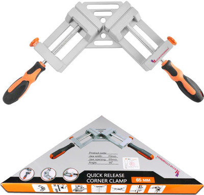 MALFAH ENTERPRISES Corner Clamp(DOUBLE HANDLE 90° QUICK RELEASE BUTTON CLAMPING TOOL WOODWORK METAL ETC MAF 6.5 cm)