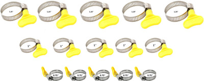 ESEKSAFAR Pipe Clamp(15pcs Easy Adjustable Butterfly Pipe Hose Clamp 1.25”/33mm ,1”/25mm & 0.75”/20mm cm)