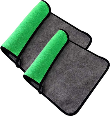 Everyonic Green Microfiber Towel_2 Wet and Dry Microfiber Cleaning Cloth(2 Units)
