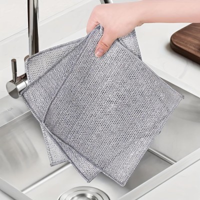 TINSUHG Non Scratch Wire Dishwashing Cloth Steel Scrubber for Washing Dish Sink Counter Scrub Pad(Regular, Pack of 2)