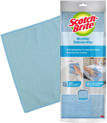 Scotch-Brite Microfiber Bathroom Wipe (Pack of 1 Blue) Wet and Dry Microfiber Cleaning Cloth