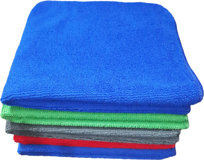 MARJANOL Multipurpose Microfiber Cleaning Cloth Set of 5 - Multi (40CM x 40CM - 260GSM) Wet and Dry Polyester Cleaning Cloth(5 Units)