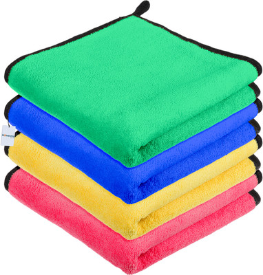 HOMESTIC 400 GSM Cleaning Towel for Kitchen with Hanging Loop|40x40|Pack of 4|Multi Wet and Dry Microfiber Cleaning Cloth(4 Units)