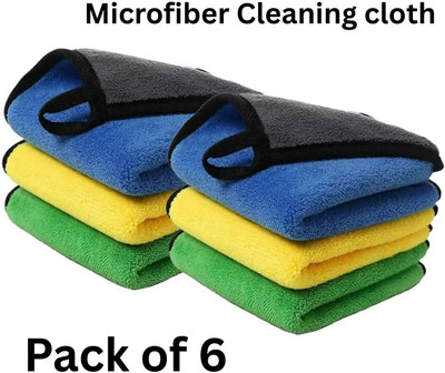 Mithan Microfiber Cloth 800 Gsm - Pack of 6(30X40 cm)-Comes in Random Colours Wet and Dry Microfiber Cleaning Cloth(6 Units)