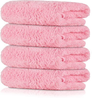 KUBER INDUSTRIES 4 Pcs 30x60 cm Microfiber Cleaning Cloth for Window, Car and Bike | Light Pink Wet and Dry Microfiber Cleaning Cloth(4 Units)