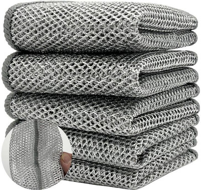 Shree Enterprise Double layer Wire Dishcloth - Heavy-Duty Scrubber (Pack of 6) Wet and Dry Microfiber Cleaning Cloth(6 Units)