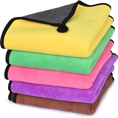Armaan Pack of 5 Lint Free Dual Sided Vehicle, Glass & floor Cleaning Cloth NCC2.313 Wet and Dry Microfiber Cleaning Cloth(5 Units)