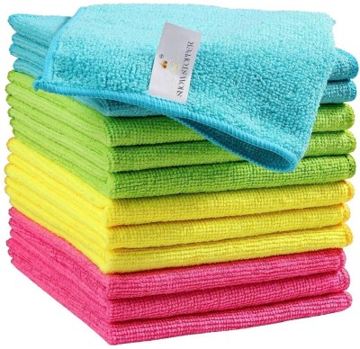 SHOWSTOPPER 4 Color Assorted 250 GSM (30cm X 30cm) Rag Cleaning,Towels Dry Microfiber Cleaning Cloth(12 Units)