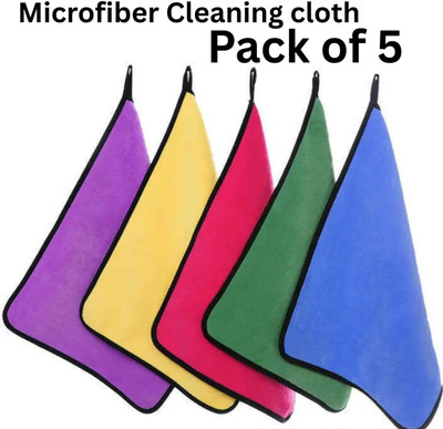 Mithan Microfiber Cloth 800 Gsm - Pack of 5(30X40 cm)-Comes in Random Colours Wet and Dry Microfiber Cleaning Cloth(5 Units)