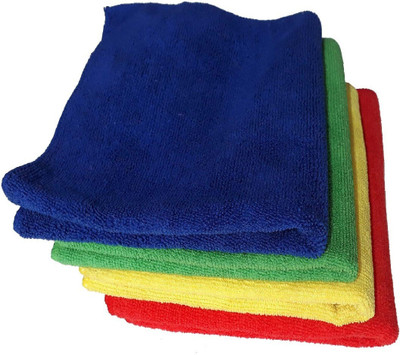 Hitvik Multicolor Car Wash Cloth, Napkin Towel, Kitchen Towels Multicolor (Pack of 4) Wet and Dry Microfiber Cleaning Cloth(4 Units)