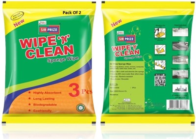 Sir Prize Kitchen Clean Sponge wipes Scrub Pad, Sponge Wipe (Regular) 2 Packet Wet and Dry Sponge Cleaning Cloth(10 Units)