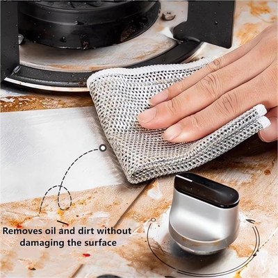 RadhaTex Pack of 5 Multifunctional Reusable Steel Wire Dishwashing Scrub Pad CCx5.1226 Stainless Steel Scrub(Medium)